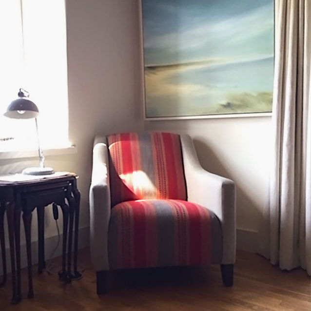 Wadenhoe Accent Chair in Salinas Stripe & Linen